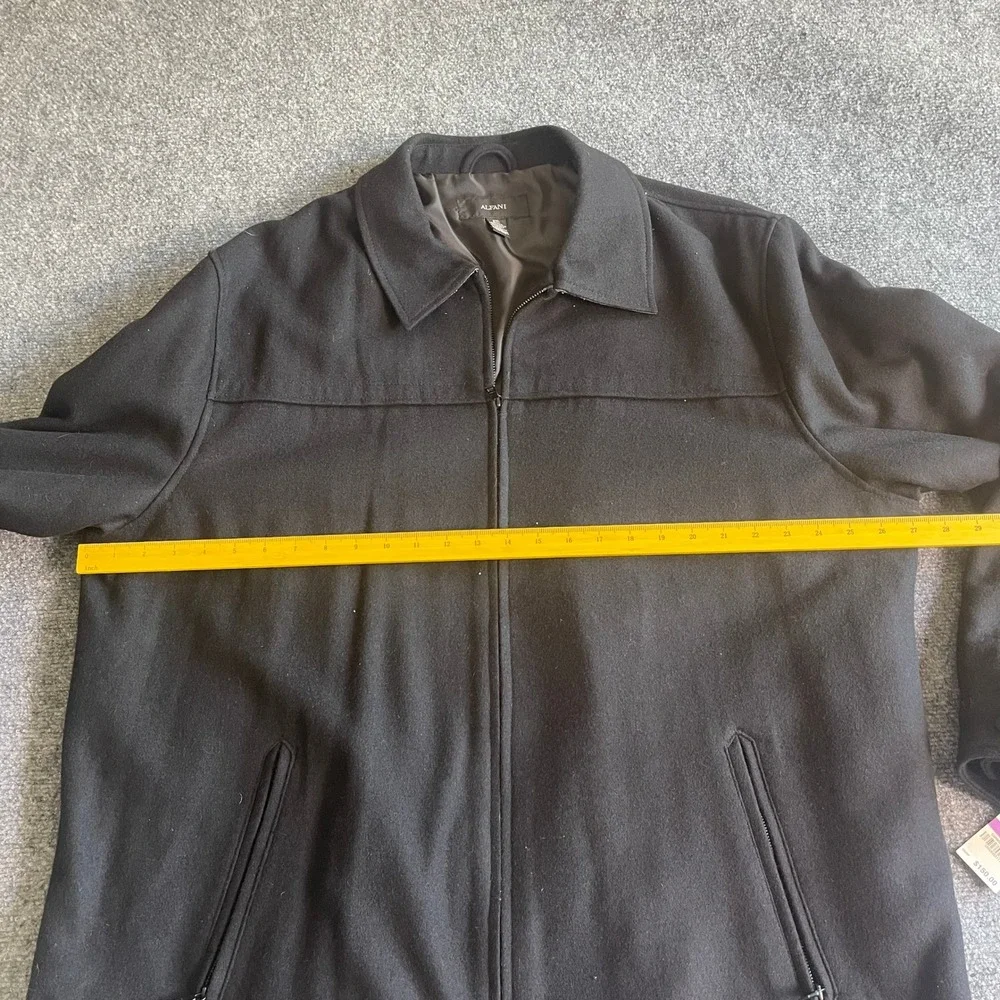Alfani Mens XXL‎ Black Wool Blend Full Zip Harrington Jacket Coat New NWT